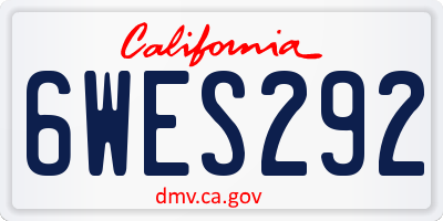 CA license plate 6WES292