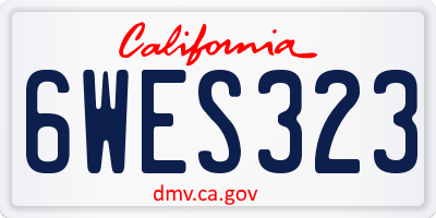 CA license plate 6WES323