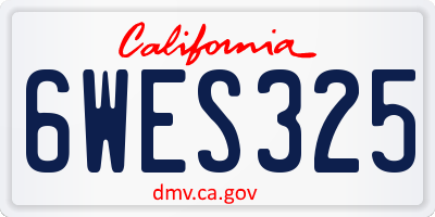 CA license plate 6WES325