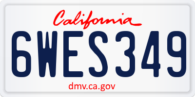 CA license plate 6WES349