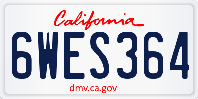 CA license plate 6WES364