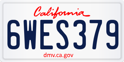 CA license plate 6WES379