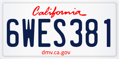 CA license plate 6WES381