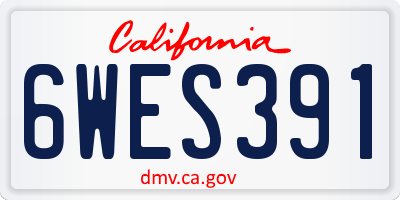 CA license plate 6WES391