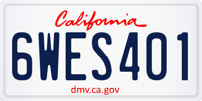 CA license plate 6WES401