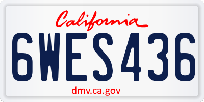 CA license plate 6WES436