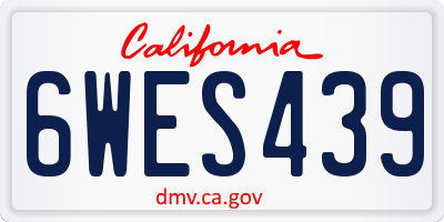CA license plate 6WES439
