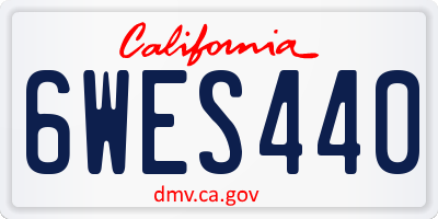 CA license plate 6WES440