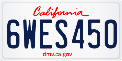 CA license plate 6WES450