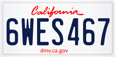 CA license plate 6WES467