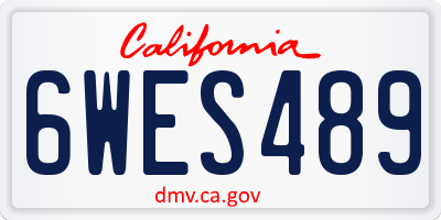 CA license plate 6WES489