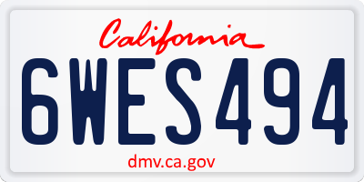 CA license plate 6WES494