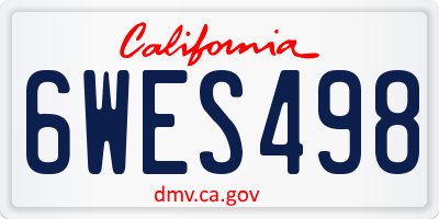 CA license plate 6WES498