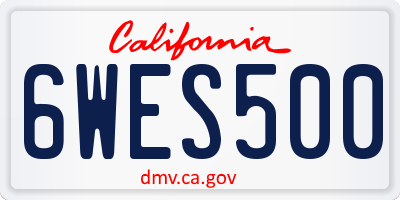 CA license plate 6WES500
