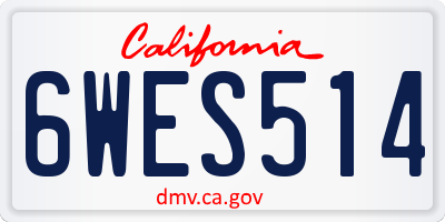 CA license plate 6WES514