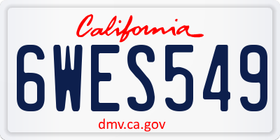 CA license plate 6WES549