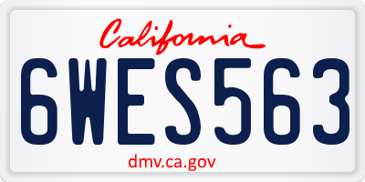 CA license plate 6WES563