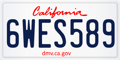 CA license plate 6WES589