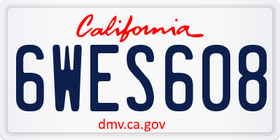 CA license plate 6WES608
