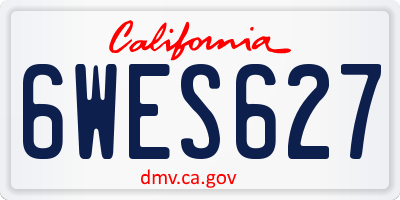CA license plate 6WES627