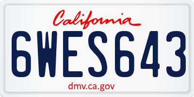 CA license plate 6WES643