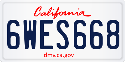 CA license plate 6WES668