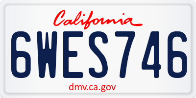 CA license plate 6WES746