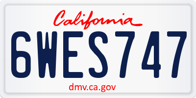 CA license plate 6WES747