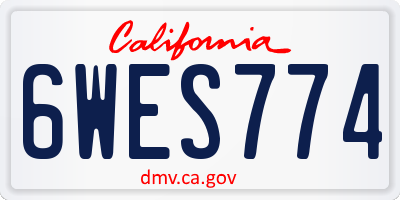 CA license plate 6WES774