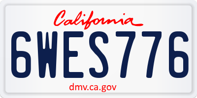 CA license plate 6WES776