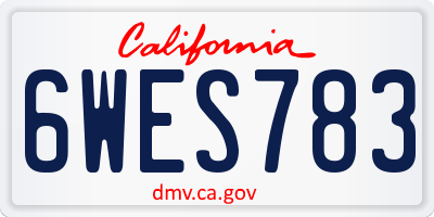 CA license plate 6WES783