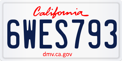 CA license plate 6WES793