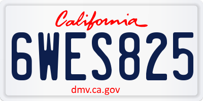 CA license plate 6WES825