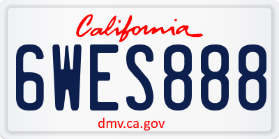 CA license plate 6WES888
