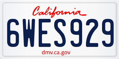 CA license plate 6WES929