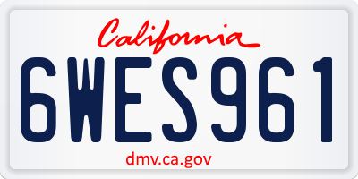 CA license plate 6WES961
