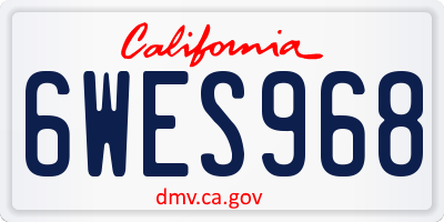 CA license plate 6WES968