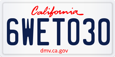 CA license plate 6WET030