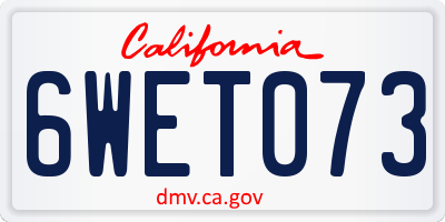 CA license plate 6WET073