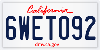 CA license plate 6WET092