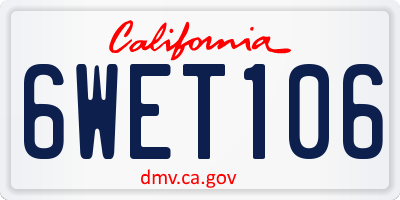 CA license plate 6WET106