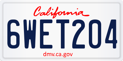 CA license plate 6WET204