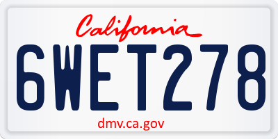 CA license plate 6WET278