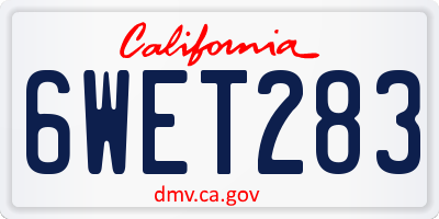 CA license plate 6WET283
