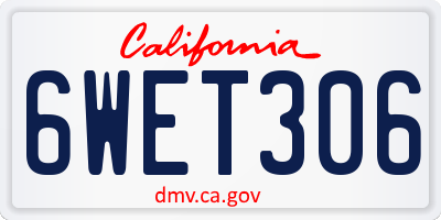 CA license plate 6WET306