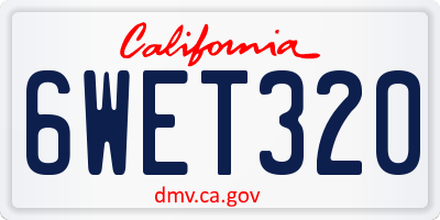 CA license plate 6WET320