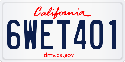 CA license plate 6WET401
