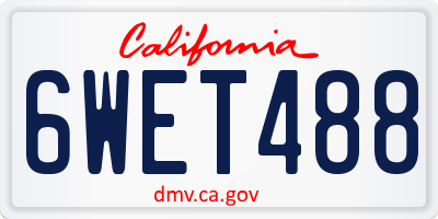 CA license plate 6WET488