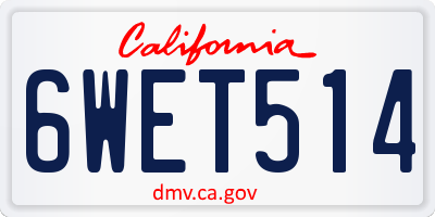 CA license plate 6WET514