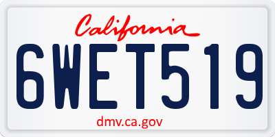 CA license plate 6WET519